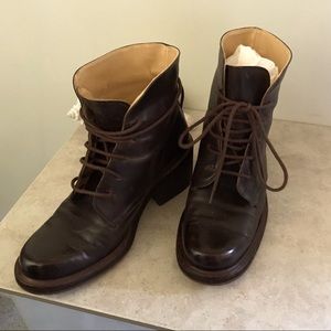Distressed Leather Lace-up Boots